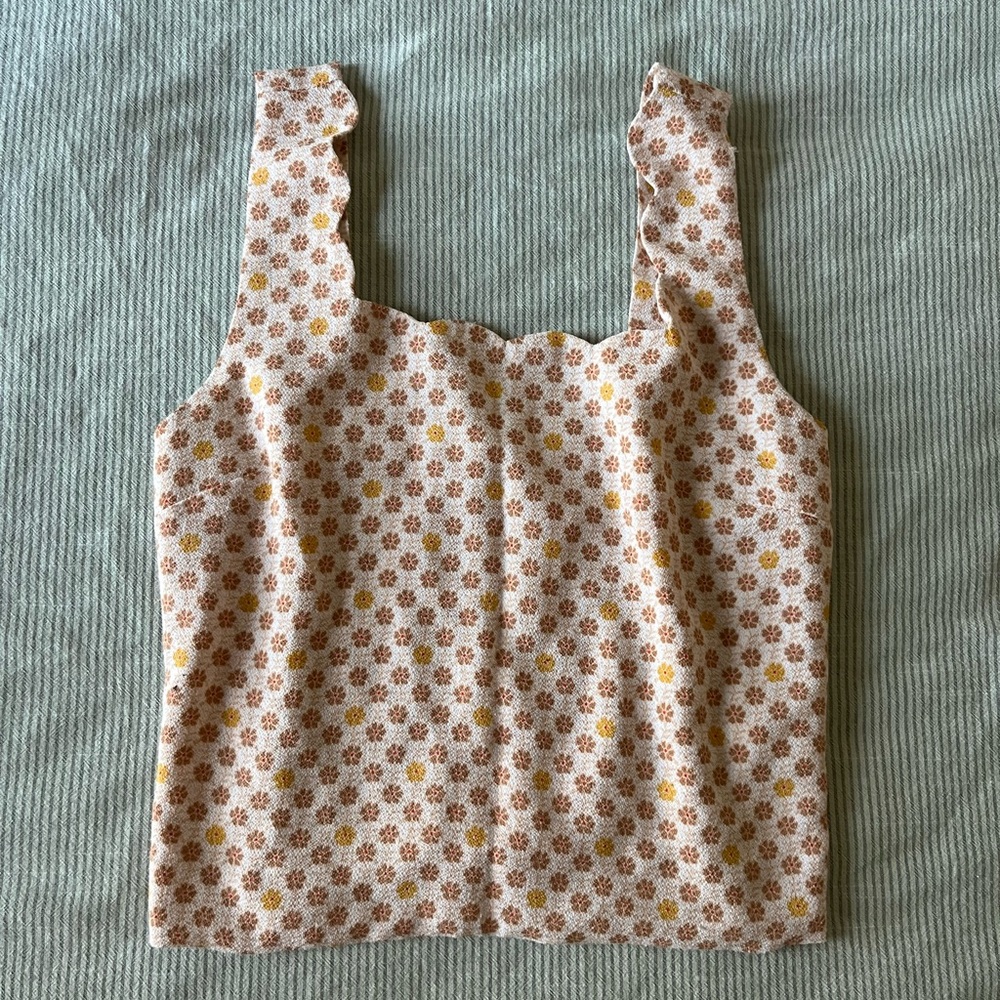 Monteau Floral Crop Top in Orange and Yellow